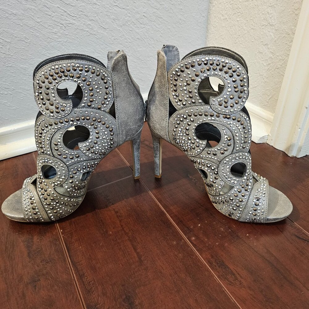 Rhinestone Silver Stiletto Sandals